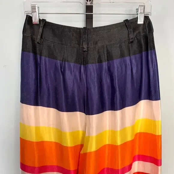Alice + Olivia Larissa Open Pleat Pants in Rainbow Reef Size 4 - Picture 7 of 9